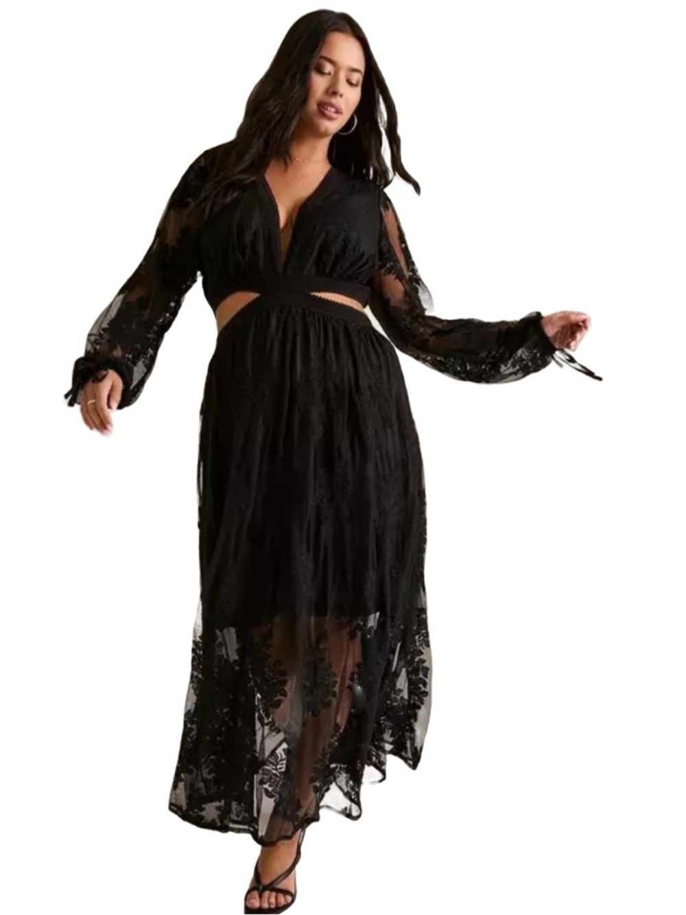 torrid Black Sheer Lace Maxi Dress - Picture 3 of 4
